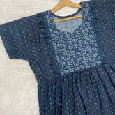 Pure Soft Cotton Vertical Frill Type Feeding Nighty, Free Size, Short Sleeve Sleepwear in Premium Softest Cotton Fabric (Bra Size 34"-40" | 54″-56″ length)